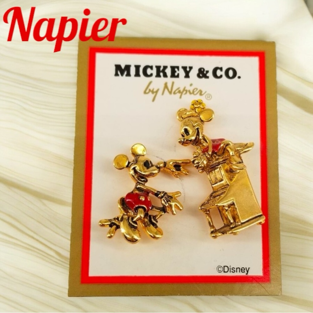 Napier Mickey & Co Mickey and Minnie Vintage Piano Pin Pair Set NWT